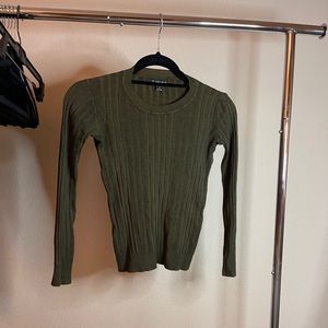 Dark olive green long sleeve stretchy top